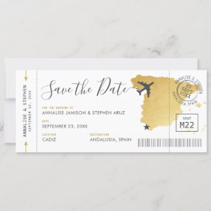 Spanje Bestemmingsinstapkaart Save the Date Gold Kaart