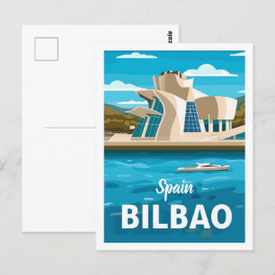 Spanje Bilbao Vintage Beroemde Reisplaats Briefkaart