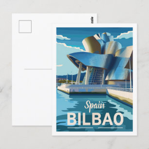 Spanje Bilbao Vintage Beroemde Reisplaats Briefkaart