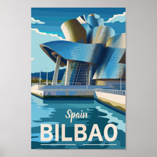 Spanje Bilbao Vintage Beroemde Reisplaats Poster