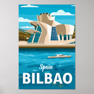 Spanje Bilbao Vintage Beroemde Reisplaats Poster