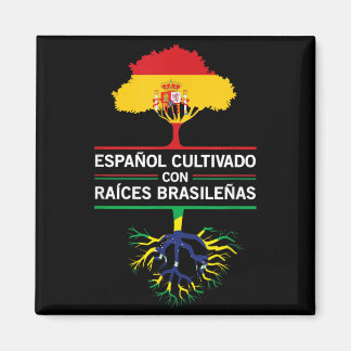 Spanje Brazilië Vlaggen Erfgoed Cadeau Expat Fans Magneet
