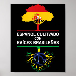 Spanje Brazilië Vlaggen Erfgoed Cadeau Expat Fans Poster