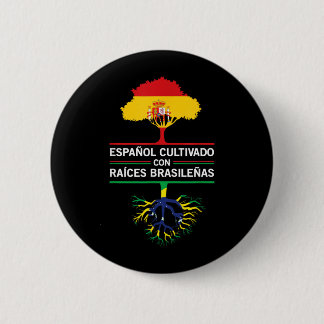 Spanje Brazilië Vlaggen Erfgoed Cadeau Expat Fans Ronde Button 5,7 Cm