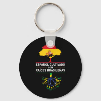 Spanje Brazilië Vlaggen Erfgoed Cadeau Expat Fans Sleutelhanger