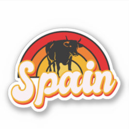 -Spanje Bull Silhouette Sunset Sticker