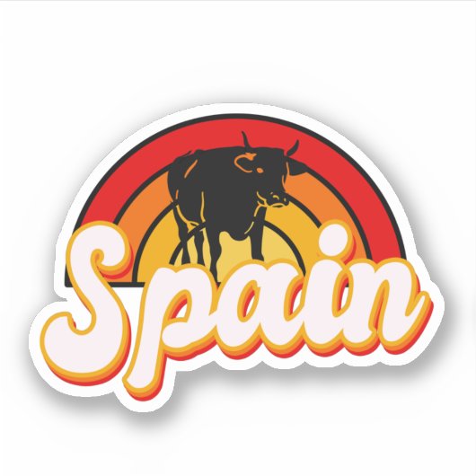 -Spanje Bull Silhouette Sunset Sticker (Voorkant)