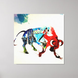 Spanje Bull Vintage Travel Love Waterverf Canvas Afdruk