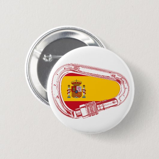 Spanje Carabiner Flag Ronde Button 5,7 Cm (Voorkant /achterkant)