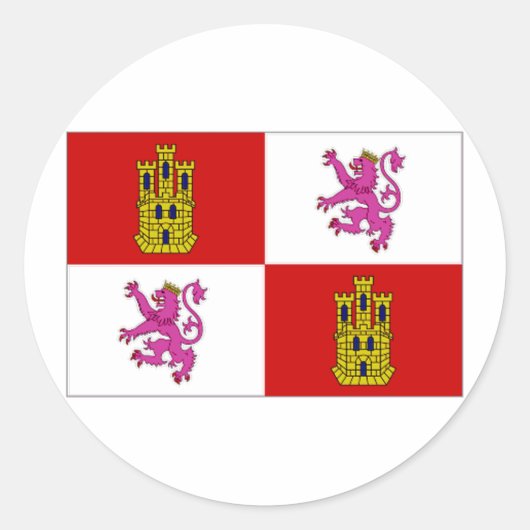 Spanje Castilla León Vlag Ronde Sticker (Voorkant)