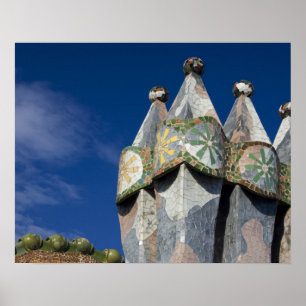 Spanje, Catalonië, Barcelona. Casa Batllo (1906). Poster