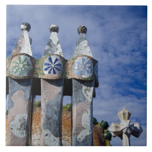 Spanje, Catalonië, Barcelona. Casa Batllo (1906).  Tegeltje (Voorkant)