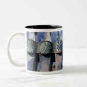 Spanje, Catalonië, Barcelona. Casa Batllo (1906).  Tweekleurige Koffiemok (Links)