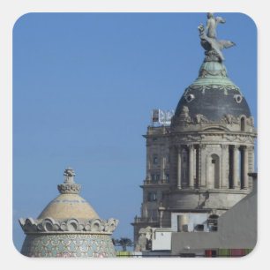 Spanje, Catalonië, Barcelona. Kop 2 van Barcelona Vierkante Sticker