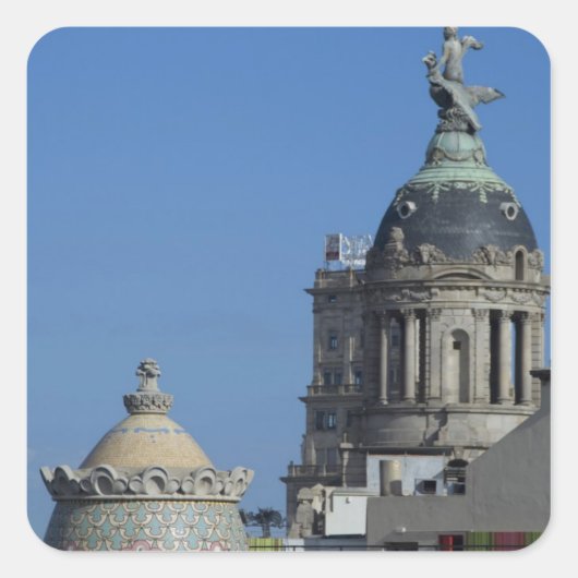 Spanje, Catalonië, Barcelona. Kop 2 van Barcelona Vierkante Sticker (Voorkant)