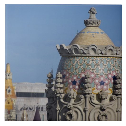 Spanje, Catalonië, Barcelona. Kop van Barcelona Tegeltje (Voorkant)