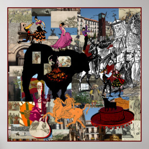 Spanje collage Spaanse cultuurcadeaus Poster