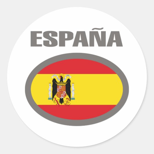 Spanje Cool Flag Design! Ronde Sticker (Voorkant)