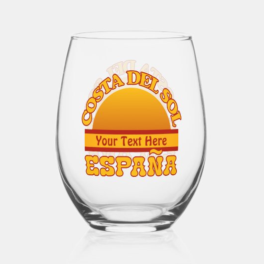 SPANJE Costa Del Sol aangepaste tekst Wijnglas Zonder Voet (Voorkant)