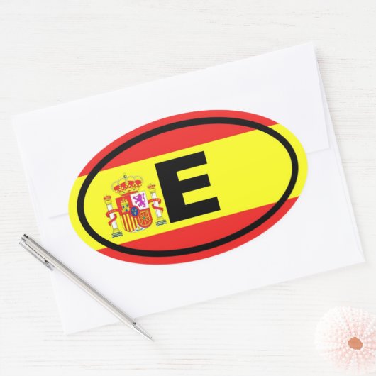 Spanje E Europees Ovale Sticker (Envelop)