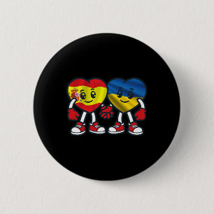 Spanje en Oekraïne Harten Vriendschap Ronde Button 5,7 Cm