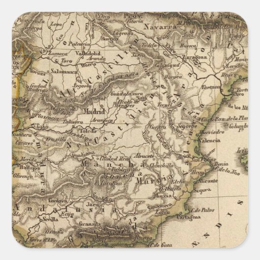 Spanje en Portugal 8 Vierkante Sticker (Voorkant)
