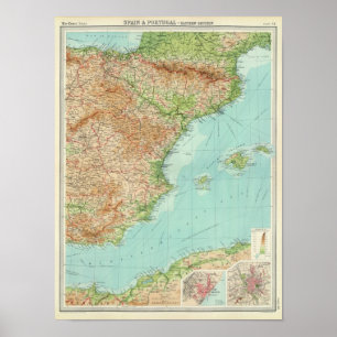 Spanje en Portugal oostelijk deel Poster