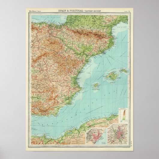 Spanje en Portugal oostelijk deel Poster (Voorkant)