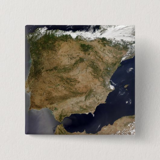 Spanje en Portugal Vierkante Button 5,1 Cm (Voorkant)