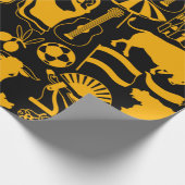 Spanje en Spaanse tradities zwart en Oranje Cadeaupapier (Hoek)