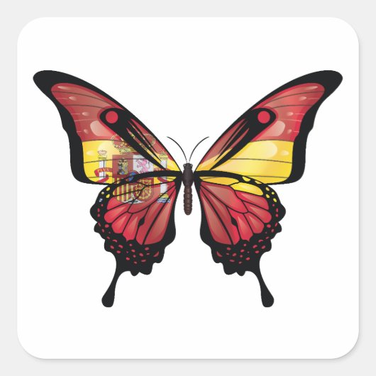 Spanje Espana Swallowtail Vlinder Vlag Sticker (Voorkant)