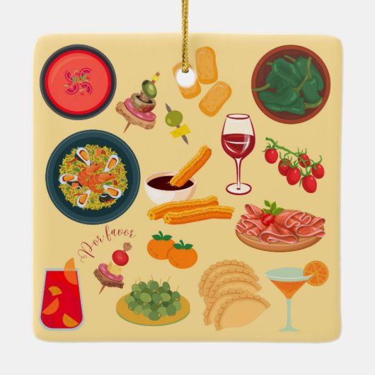 Spanje Eten Keramisch Ornament (Achterkant)