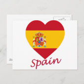 Spanje Flag Heart Briefkaart (Voorkant / Achterkant)