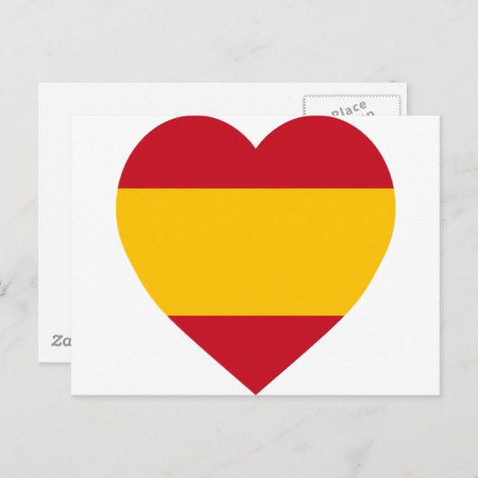 Spanje Flag Heart Briefkaart (Voorkant / Achterkant)