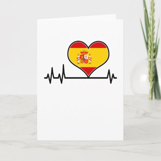 Spanje Flag Heart Heartbeat EKG Kaart (Voorkant)