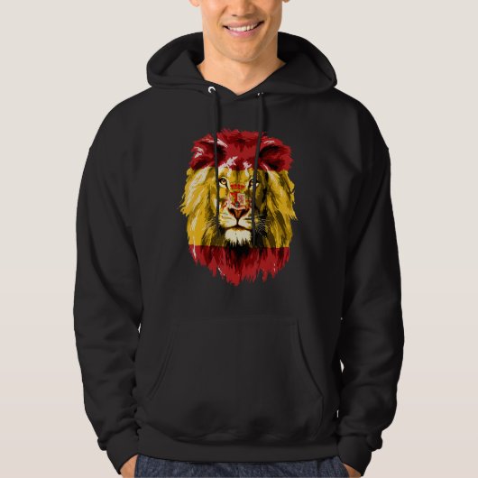 Spanje Flag Pride Lion Face España Spanje Fl Hoodie (Voorkant)
