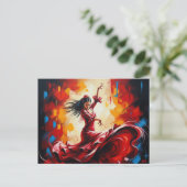 Spanje Flamenco Dancer Kleurrijk Briefkaart (Staand voorkant)