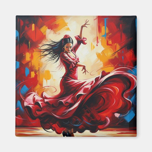 Spanje Flamenco Dancer Kleurrijk Magneet (Voorkant)