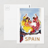  Spanje Flamenco Dancers Travel Poster Briefkaart (Voorkant / Achterkant)