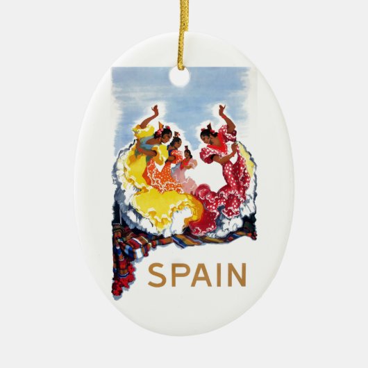  Spanje Flamenco Dancers Travel Poster Keramisch Ornament (Voorkant)