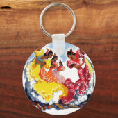  Spanje Flamenco Dancers Travel Poster Sleutelhanger (Voorkant)