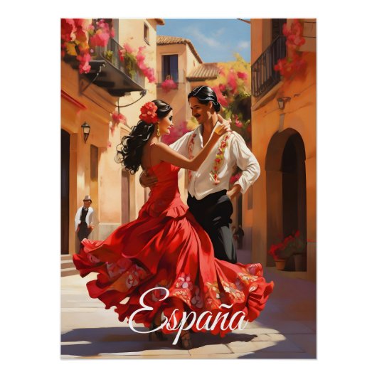 Spanje Flamenco Dansers Reisposter Perfect Poster (Voorkant)