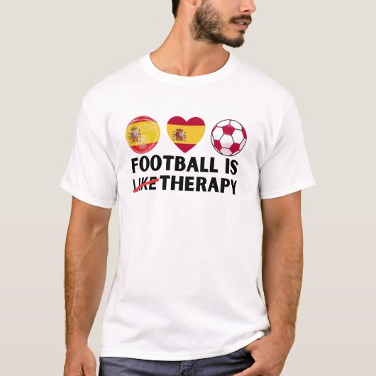 Spanje Football is als therapie T-shirt (Voorkant)