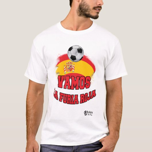 Spanje Football Vamos La Furia Roja 2 Wit T-shirt (Voorkant)
