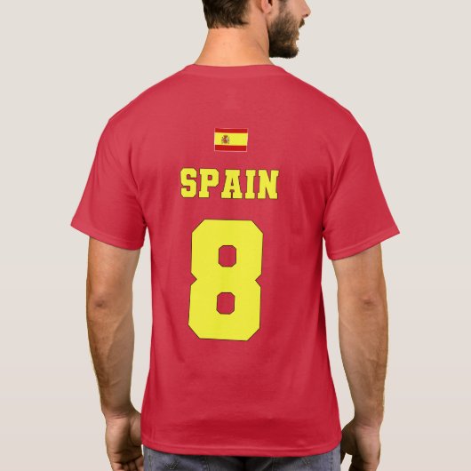 Spanje Football Voetbal Nationaal Team #8 T-shirt (Achterkant)