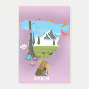 Spanje geïllustreerde kaartreisposter post-it® notes