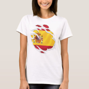 Spanje Gescheurde Vlag Klassieke Ronde Sticker T-shirt