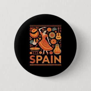 Spanje grappige Spaanse cultuur flamenco gitaar pa Ronde Button 5,7 Cm