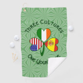 Spanje Ierland USA Flags Shamrock Personalized Golfhanddoek (Insitu)