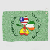 Spanje Ierland USA Flags Shamrock Personalized Golfhanddoek (Horizontaal)